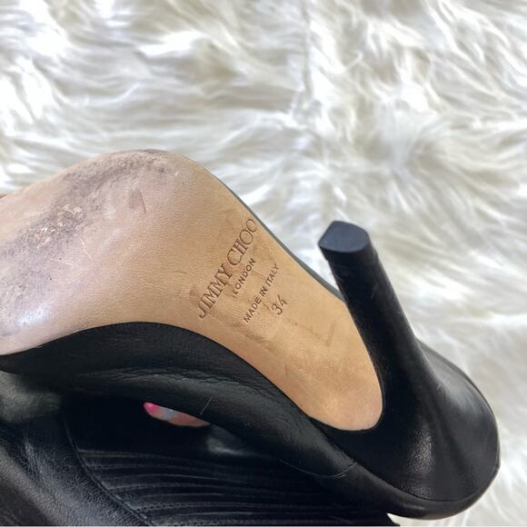 Jimmy Choo Women’s Grained Calfskin Brenna Ankle Boots Booties Open Toe Stiletto - Picture 11 of 11